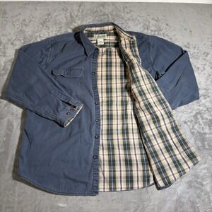 Vtg LL Bean Flannel Lined Button Down Shirt Jacket Hurricane Shacket Men XL